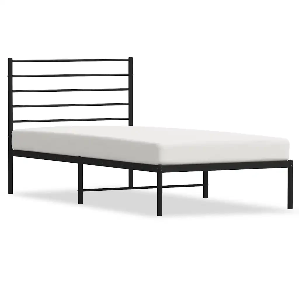 Letto singolo | Letto per adulti | Giroletto con Testiera Metallo Nero 100x200 cm