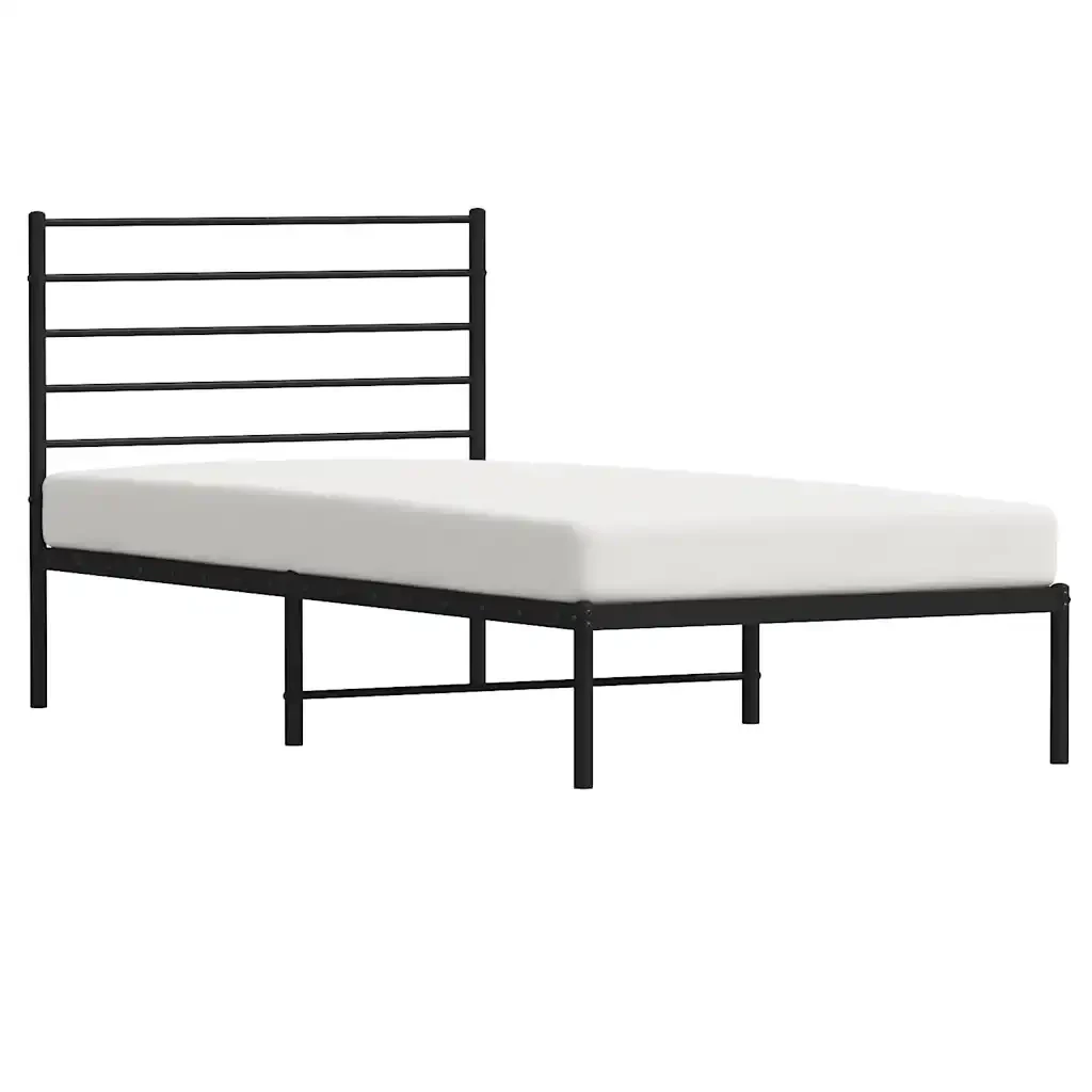 Letto singolo | Letto per adulti | Giroletto con Testiera Metallo Nero 100x200 cm - Image 5