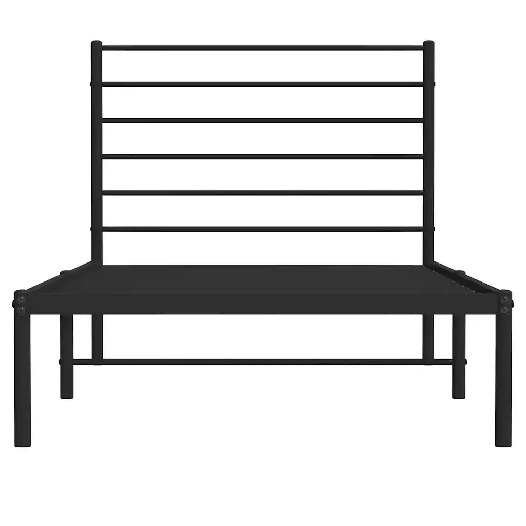 Letto singolo | Letto per adulti | Giroletto con Testiera Metallo Nero 100x200 cm - Image 6