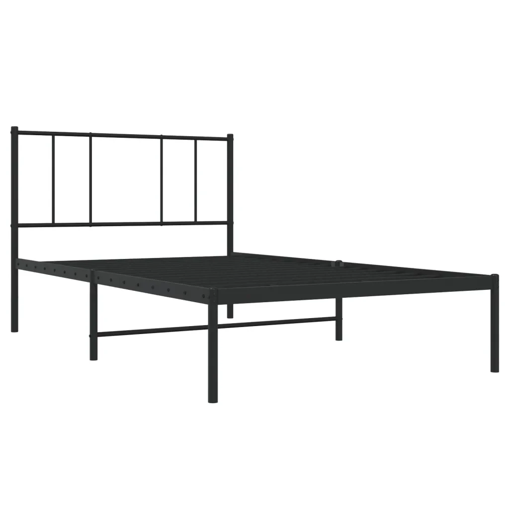 Letto singolo | Letto per adulti | Giroletto con Testiera Metallo Nero 100x200 cm - Image 3