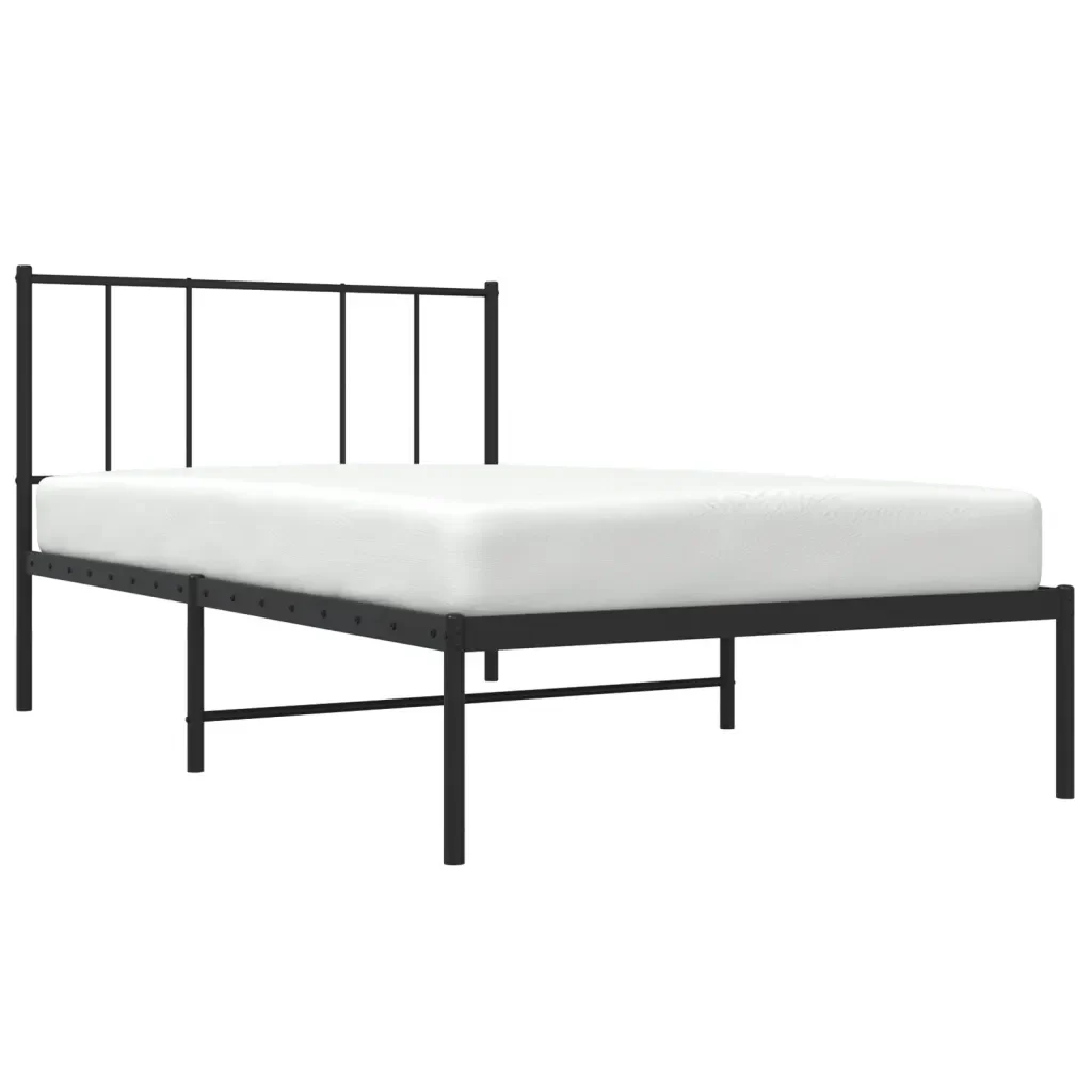 Letto singolo | Letto per adulti | Giroletto con Testiera Metallo Nero 100x200 cm - Image 5