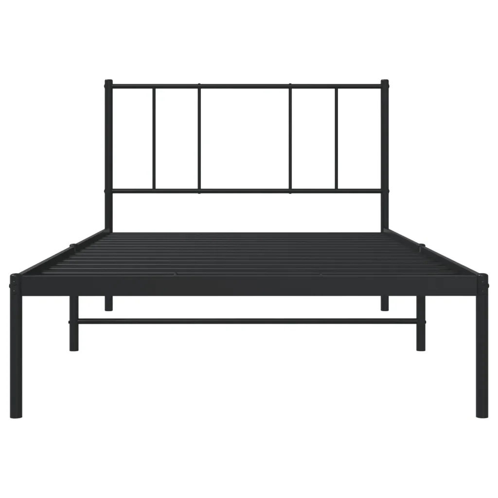 Letto singolo | Letto per adulti | Giroletto con Testiera Metallo Nero 100x200 cm - Image 6