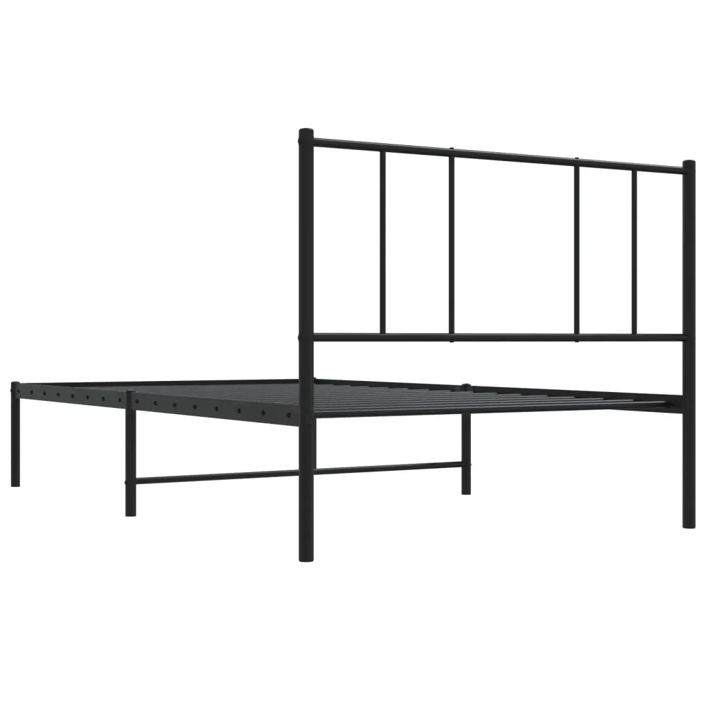 Letto singolo | Letto per adulti | Giroletto con Testiera Metallo Nero 100x200 cm - Image 8