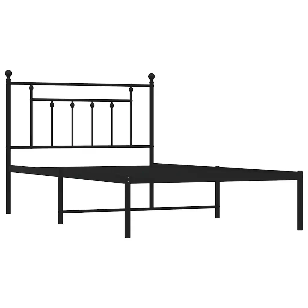 Letto singolo | Letto per adulti | Giroletto con Testiera Metallo Nero 100x200 cm - Image 3
