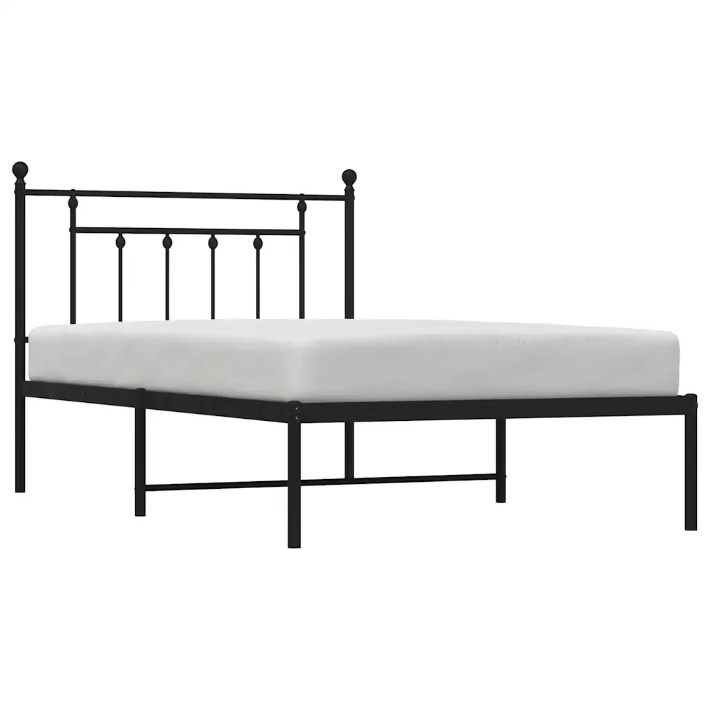 Letto singolo | Letto per adulti | Giroletto con Testiera Metallo Nero 100x200 cm - Image 5