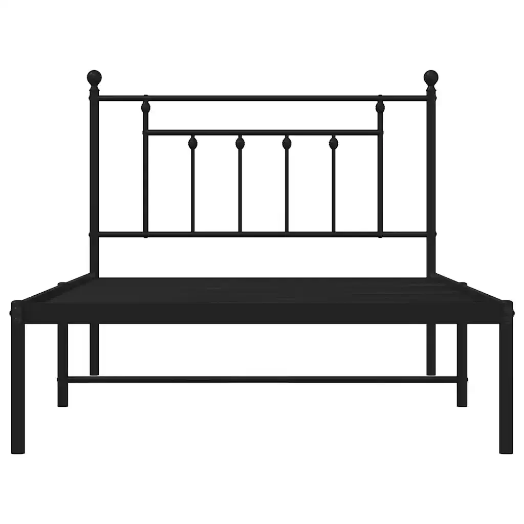 Letto singolo | Letto per adulti | Giroletto con Testiera Metallo Nero 100x200 cm - Image 6