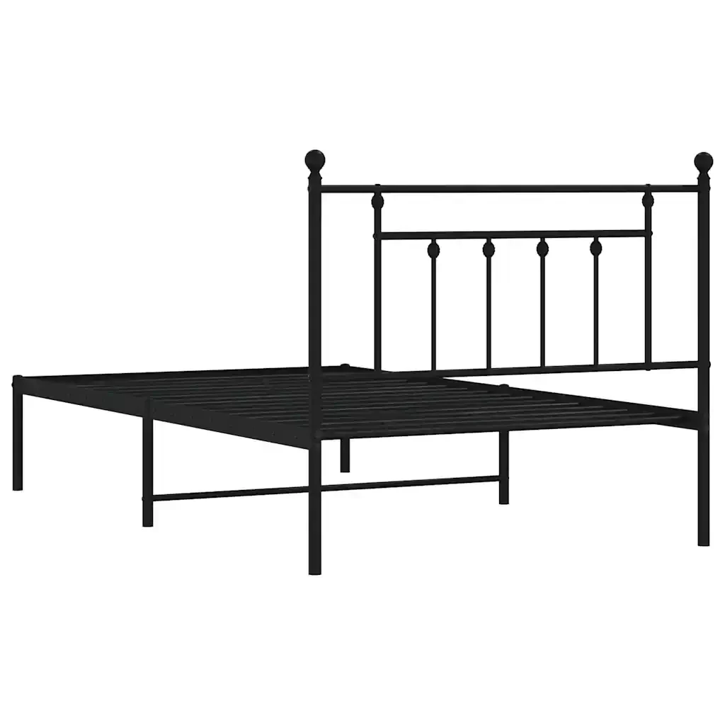 Letto singolo | Letto per adulti | Giroletto con Testiera Metallo Nero 100x200 cm - Image 8