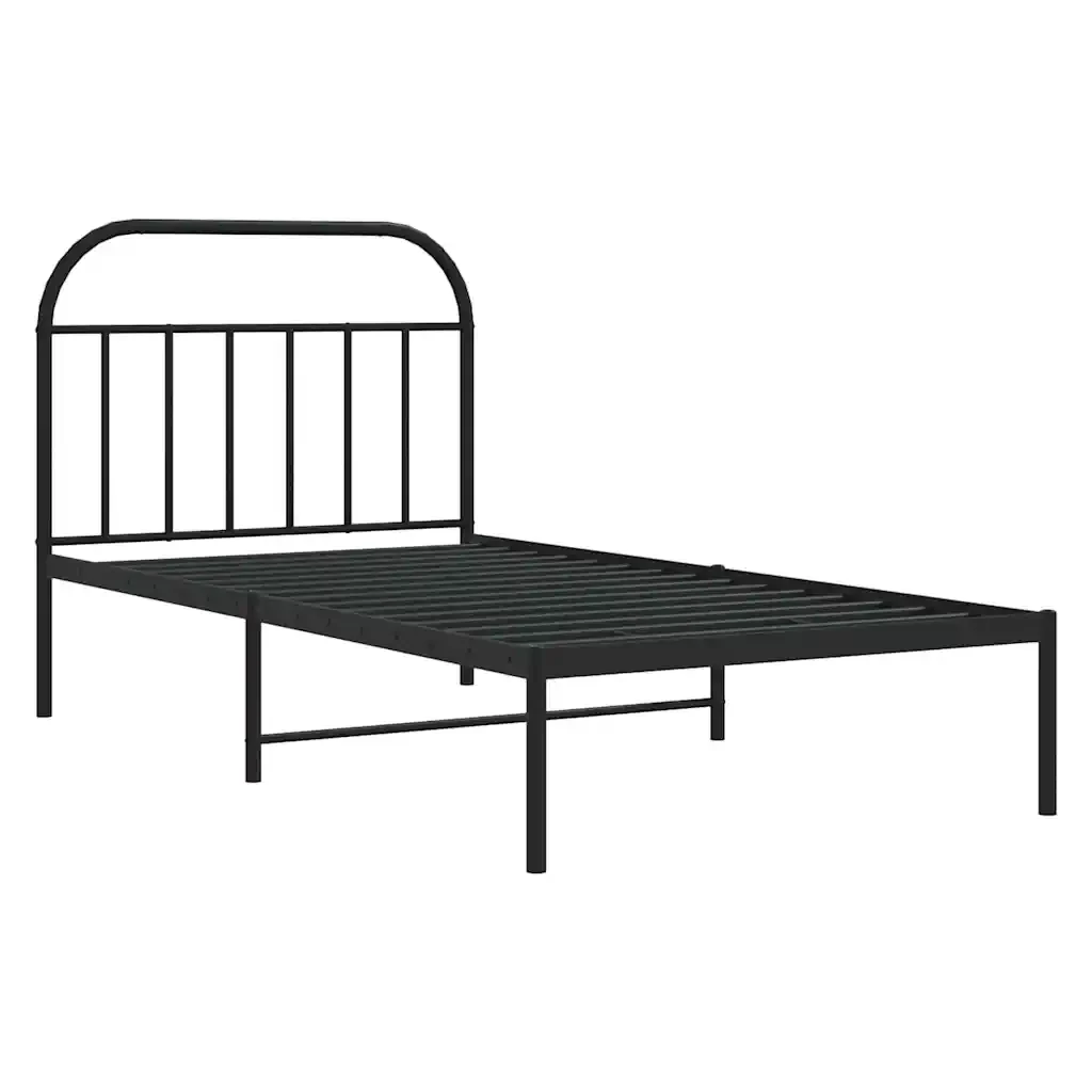 Letto singolo | Letto per adulti | Giroletto con Testiera Metallo Nero 100x200 cm - Image 3