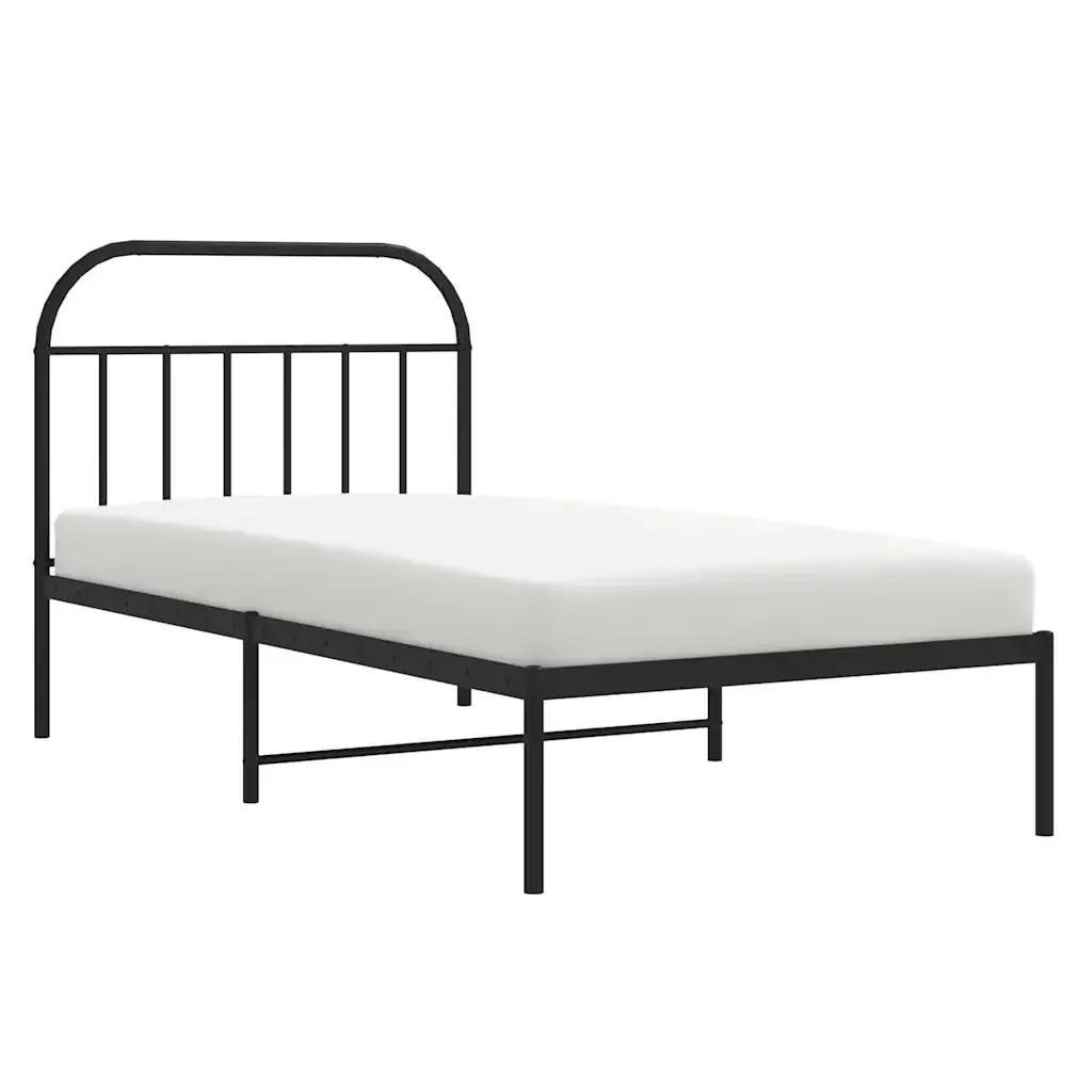 Letto singolo | Letto per adulti | Giroletto con Testiera Metallo Nero 100x200 cm - Image 5