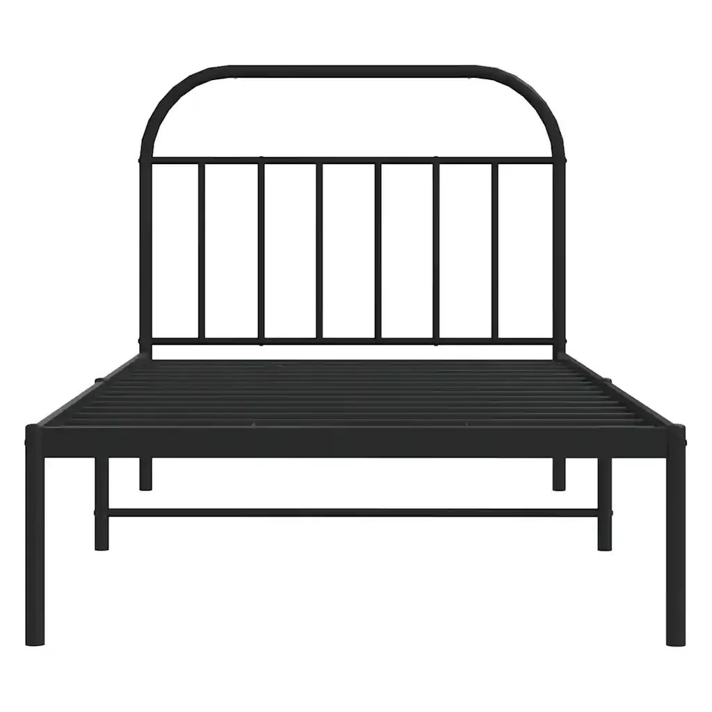 Letto singolo | Letto per adulti | Giroletto con Testiera Metallo Nero 100x200 cm - Image 6
