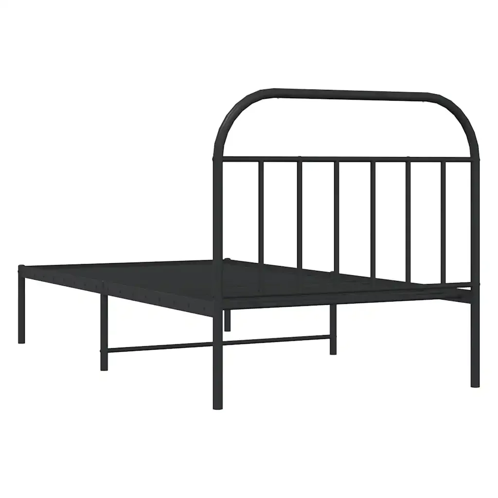 Letto singolo | Letto per adulti | Giroletto con Testiera Metallo Nero 100x200 cm - Image 8