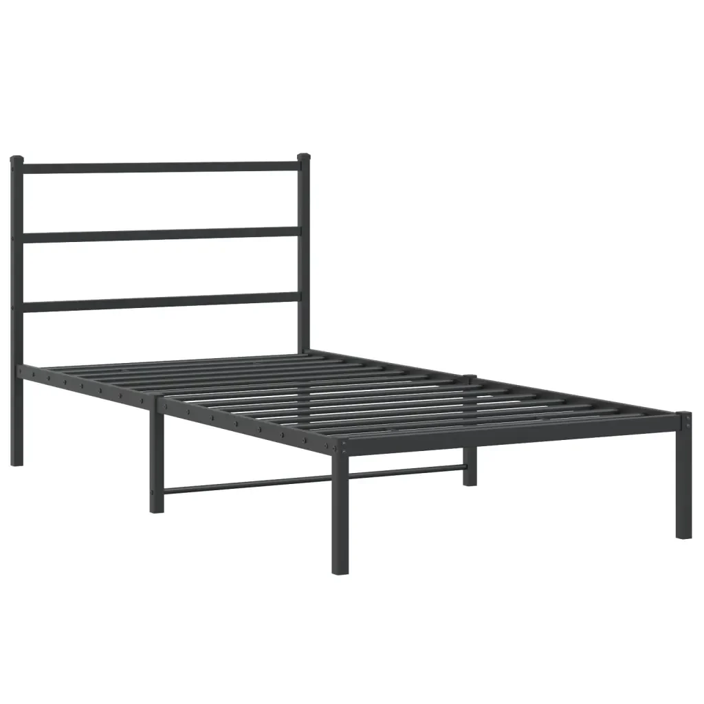 Letto singolo | Letto per adulti | Giroletto con Testiera Metallo Nero 100x200 cm - Image 3
