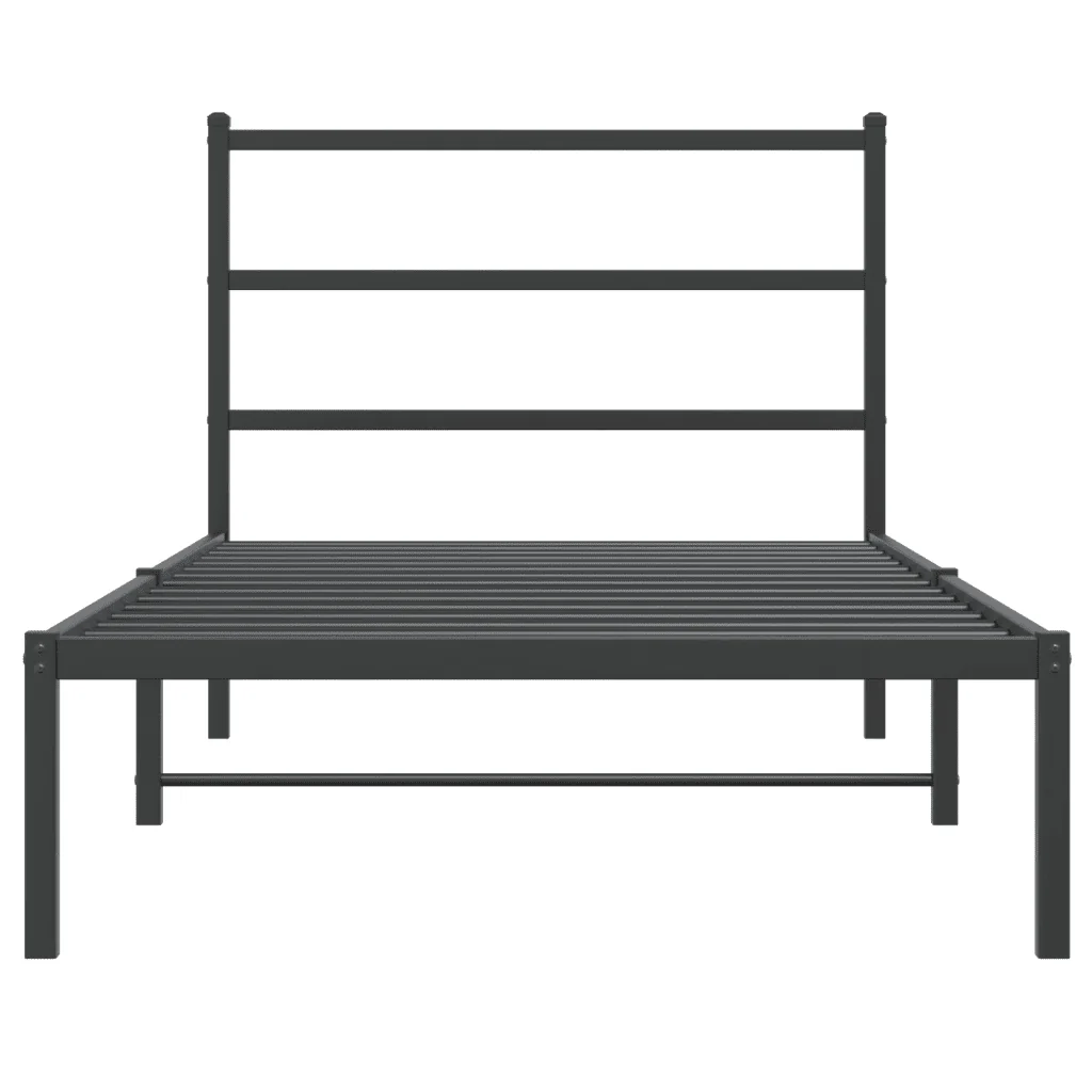Letto singolo | Letto per adulti | Giroletto con Testiera Metallo Nero 100x200 cm - Image 5