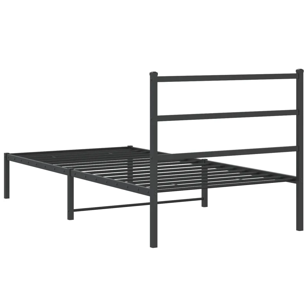 Letto singolo | Letto per adulti | Giroletto con Testiera Metallo Nero 100x200 cm - Image 7