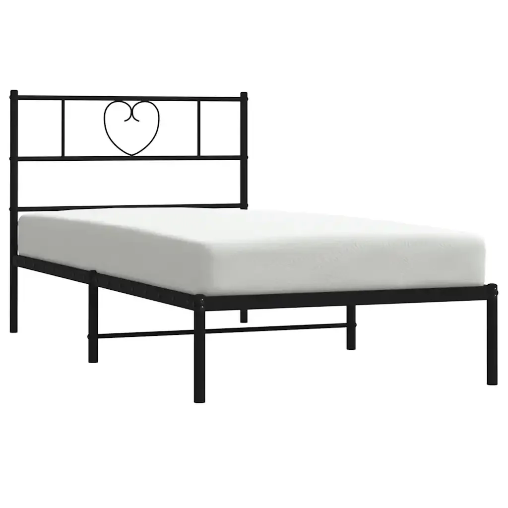Letto singolo | Letto per adulti | Giroletto con Testiera Metallo Nero 100x200 cm - Image 3