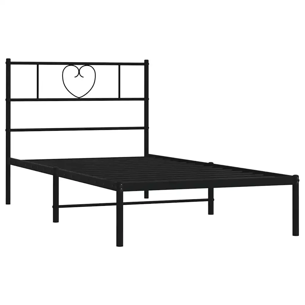 Letto singolo | Letto per adulti | Giroletto con Testiera Metallo Nero 100x200 cm - Image 5