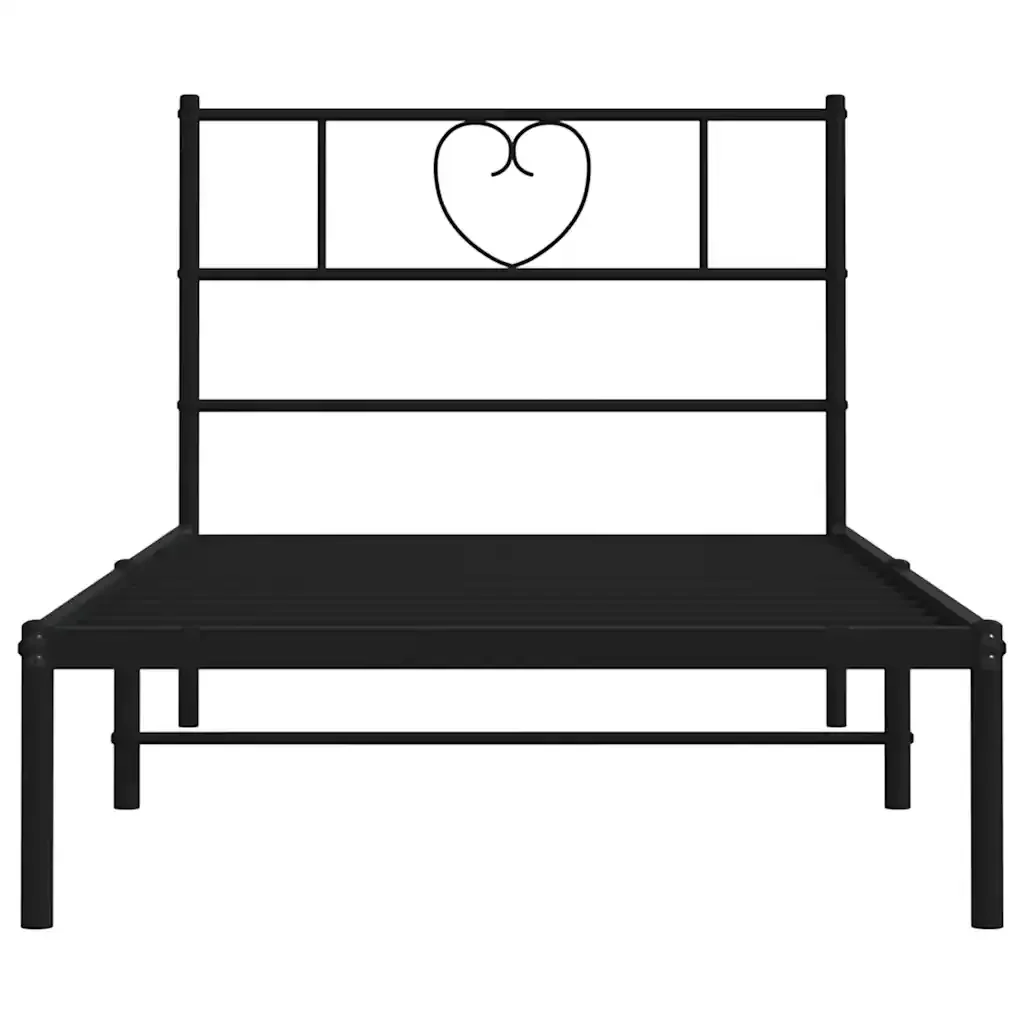 Letto singolo | Letto per adulti | Giroletto con Testiera Metallo Nero 100x200 cm - Image 6