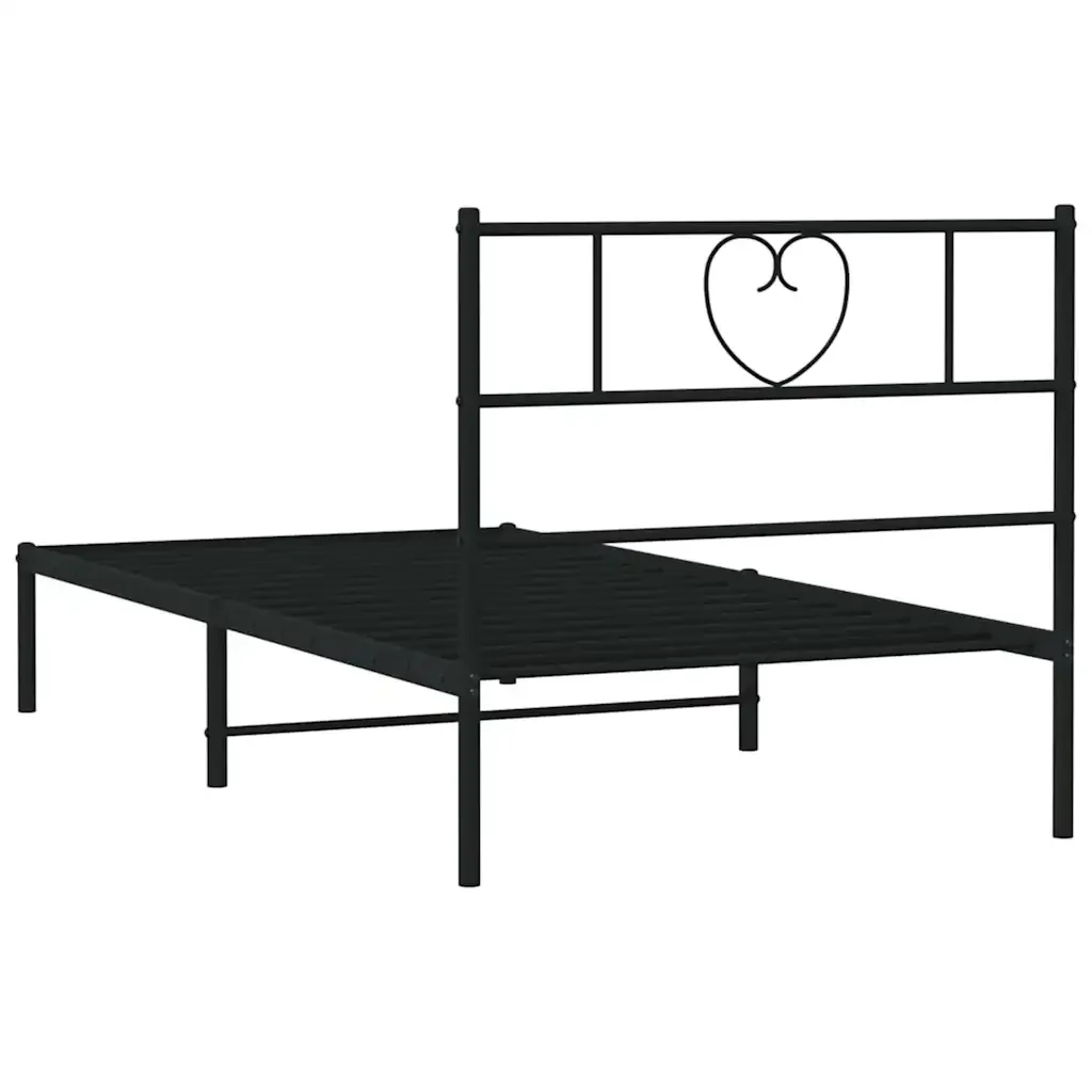 Letto singolo | Letto per adulti | Giroletto con Testiera Metallo Nero 100x200 cm - Image 8