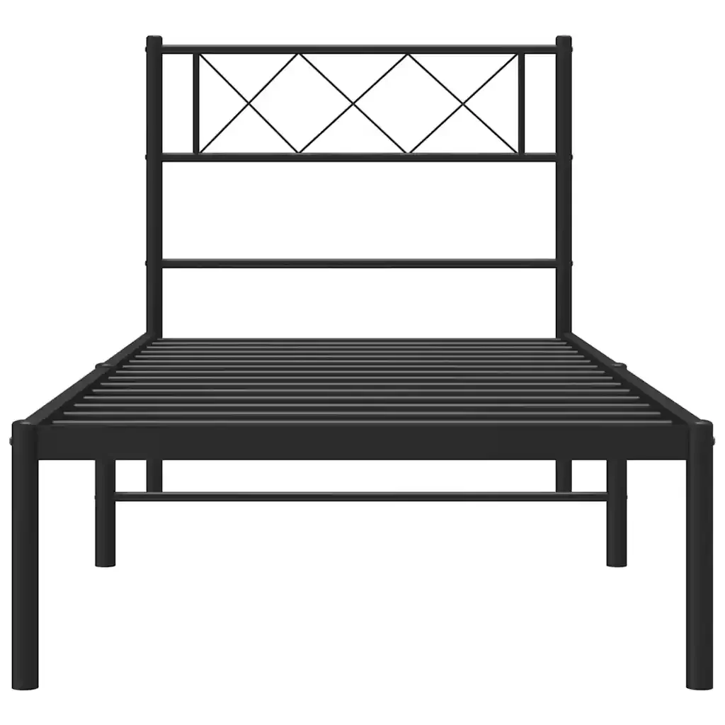 Letto singolo | Letto per adulti | Giroletto con Testiera Metallo Nero 100x200 cm - Image 5