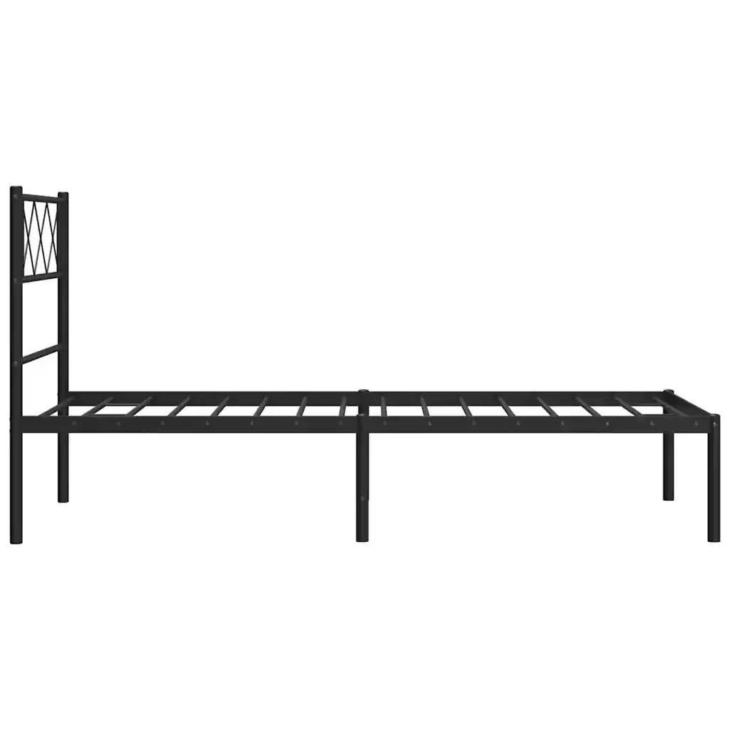 Letto singolo | Letto per adulti | Giroletto con Testiera Metallo Nero 100x200 cm - Image 7
