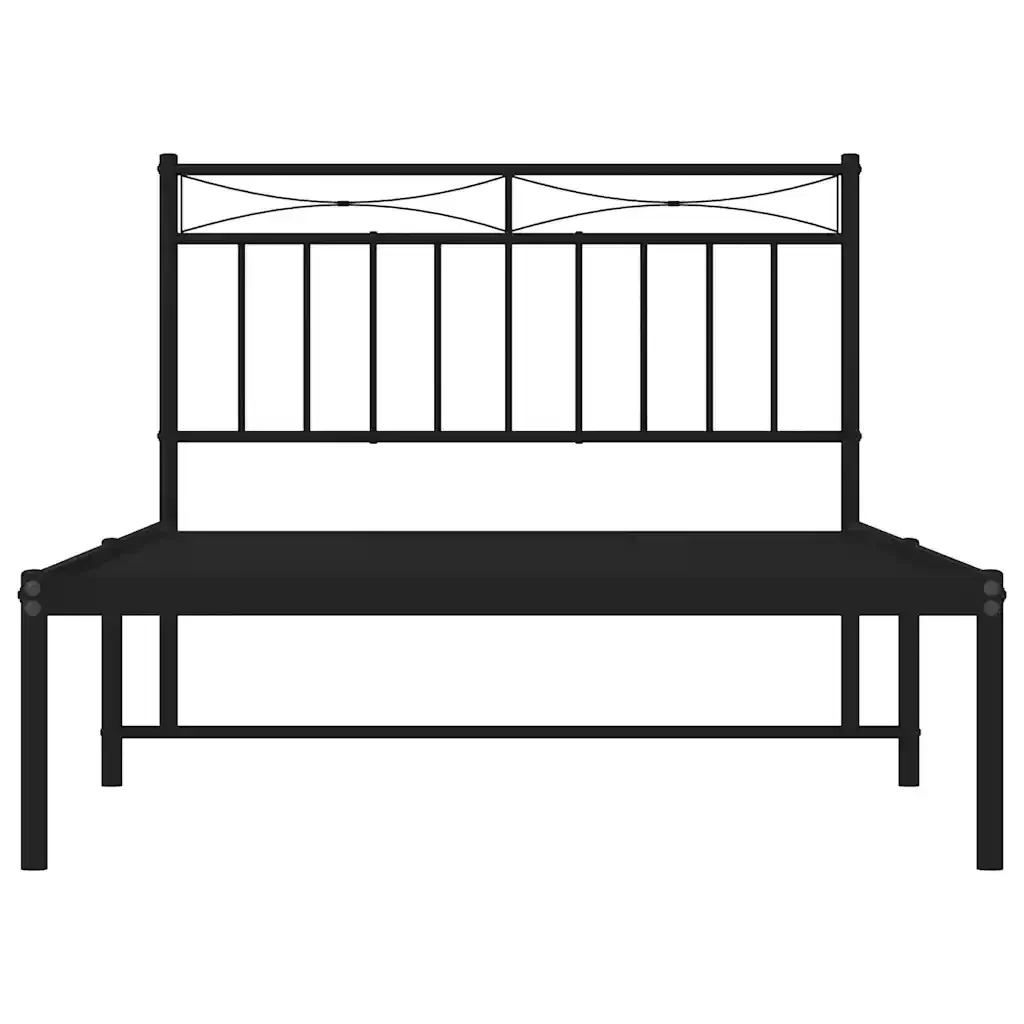 Letto singolo | Letto per adulti | Giroletto con Testiera Metallo Nero 100x200 cm - Image 5