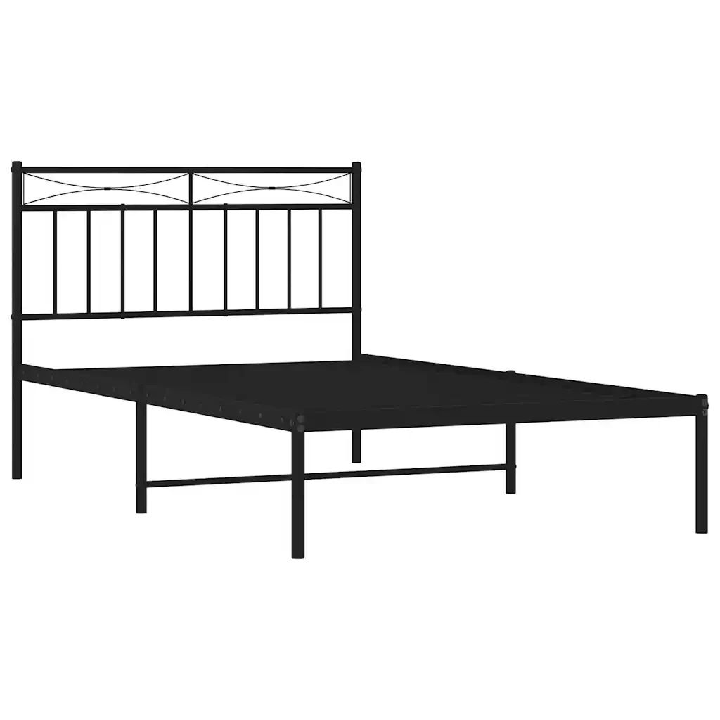 Letto singolo | Letto per adulti | Giroletto con Testiera Metallo Nero 100x200 cm - Image 6