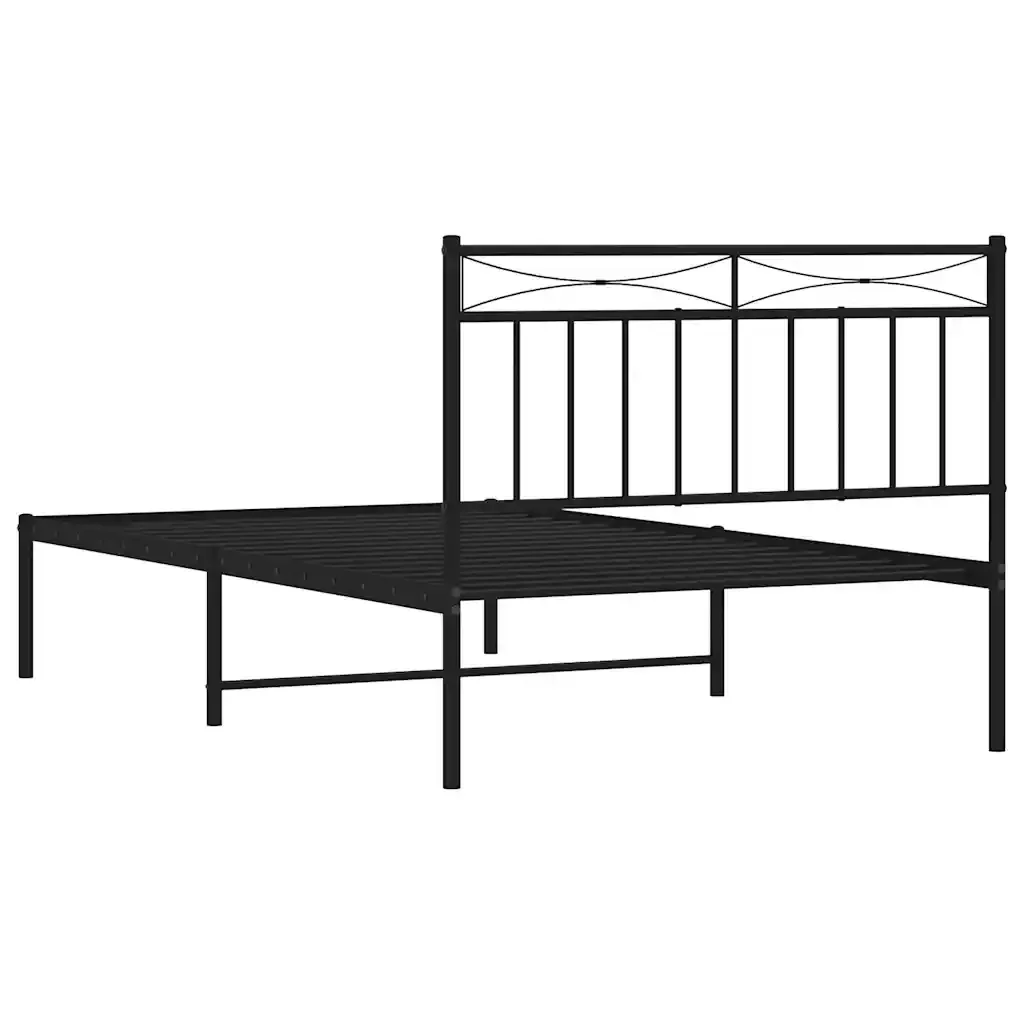 Letto singolo | Letto per adulti | Giroletto con Testiera Metallo Nero 100x200 cm - Image 8