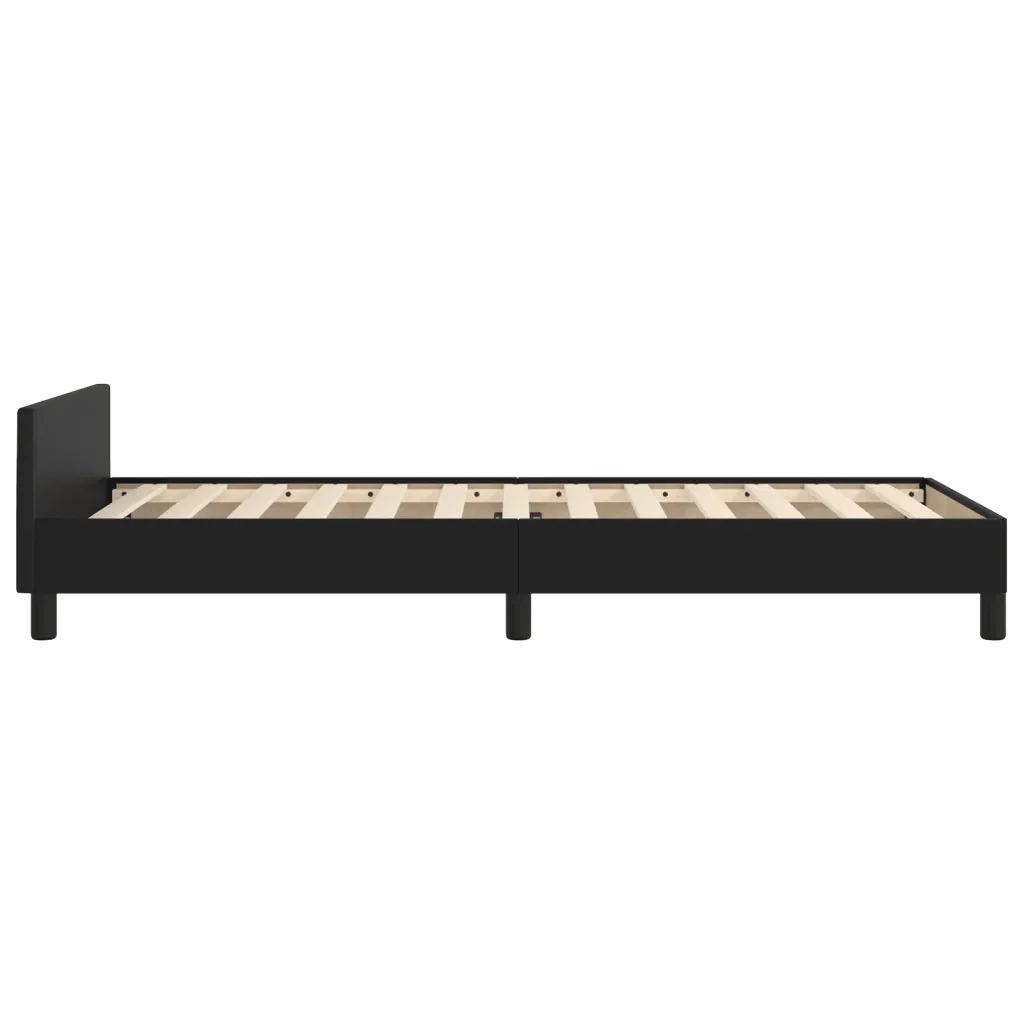 Letto singolo | Letto per adulti | Giroletto con Testiera Nero 100x200 cm in Similpelle - Image 7