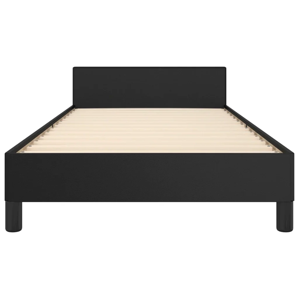 Letto singolo | Letto per adulti | Giroletto con Testiera Nero 80x200 cm in Similpelle - Image 6