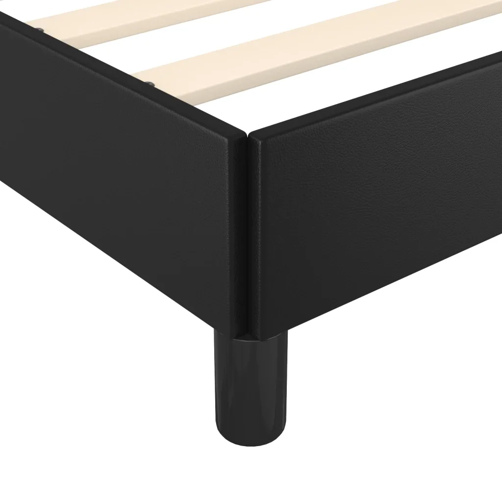 Letto singolo | Letto per adulti | Giroletto con Testiera Nero 80x200 cm in Similpelle - Image 8