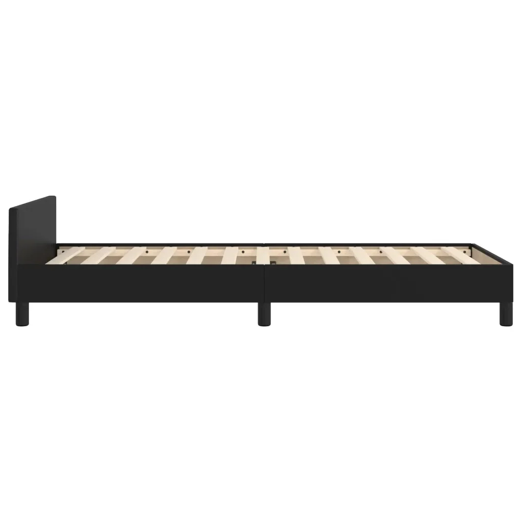 Letto singolo | Letto per adulti | Giroletto con Testiera Nero 80x200 cm in Similpelle - Image 7