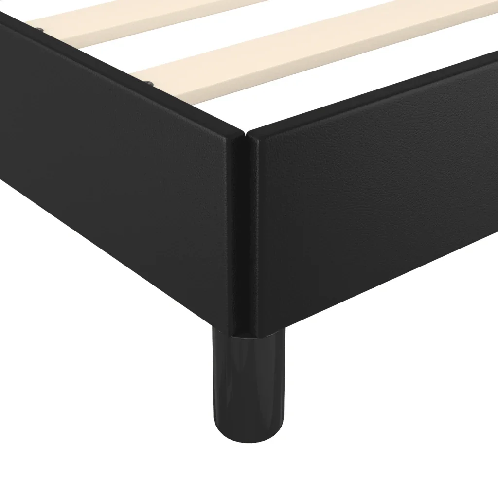 Letto singolo | Letto per adulti | Giroletto con Testiera Nero 80x200 cm in Similpelle - Image 8