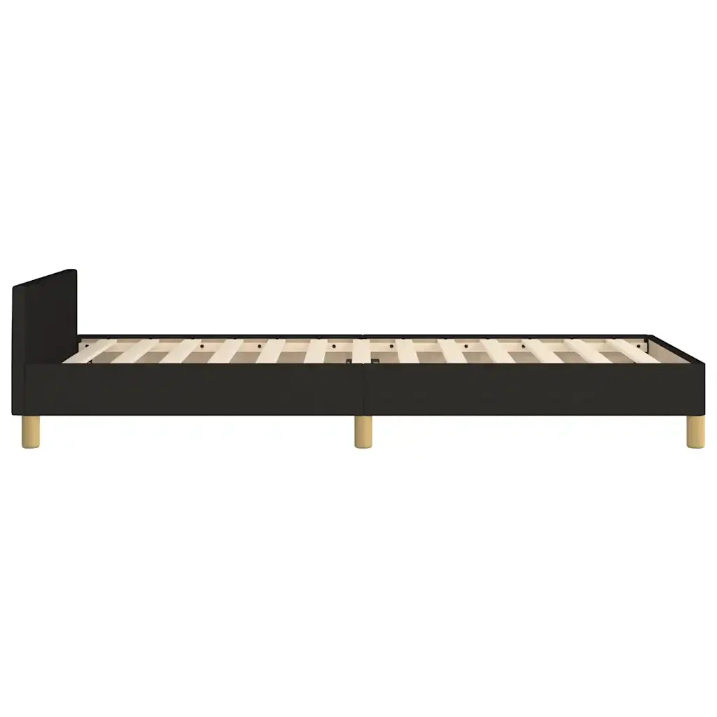 Letto singolo | Letto per adulti | Giroletto con Testiera Nero 80x200 cm in Tessuto - Image 7