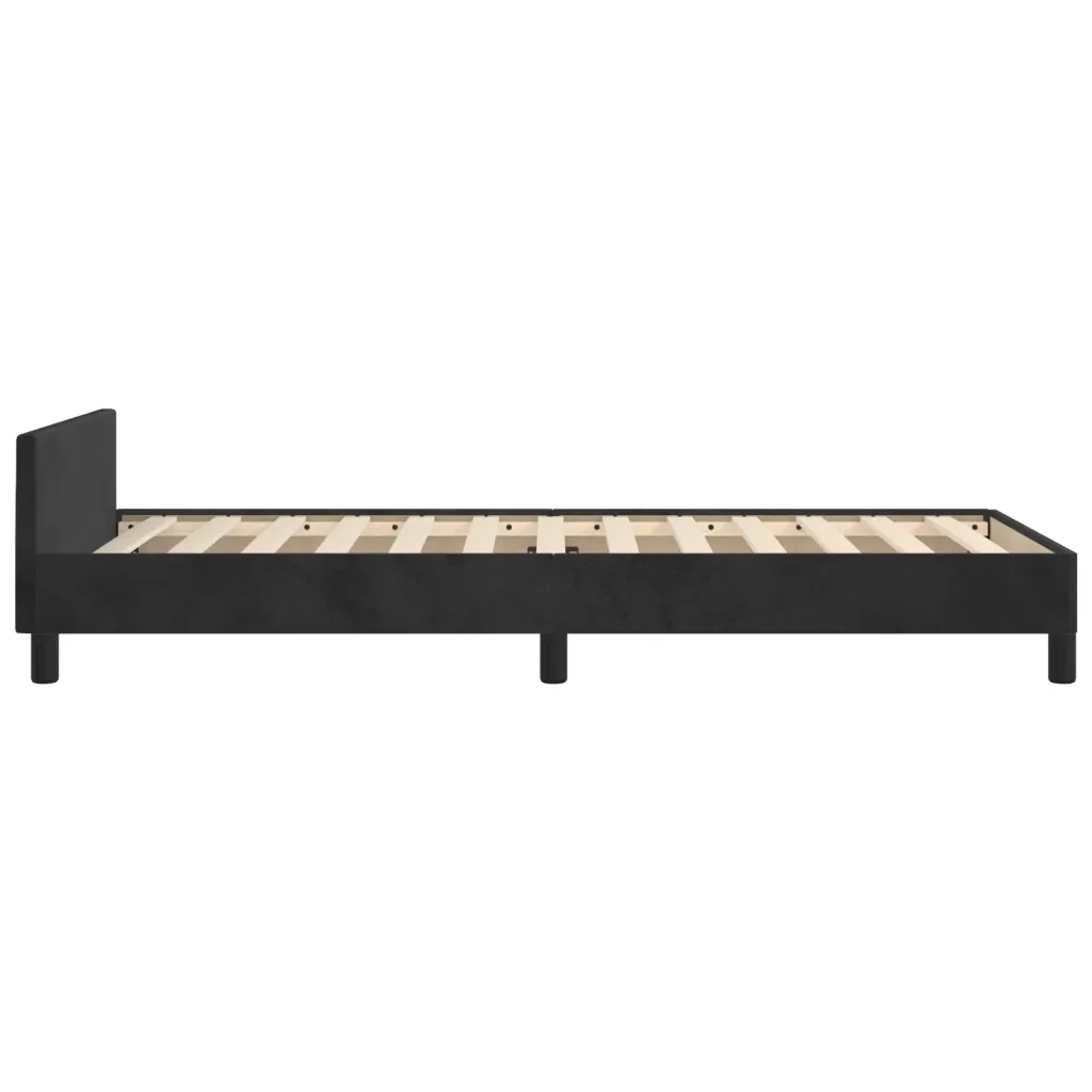 Letto singolo | Letto per adulti | Giroletto con Testiera Nero 80x200 cm in Velluto - Image 7