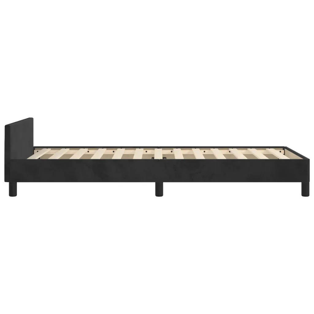 Letto singolo | Letto per adulti | Giroletto con Testiera Nero 80x200 cm in Velluto - Image 7