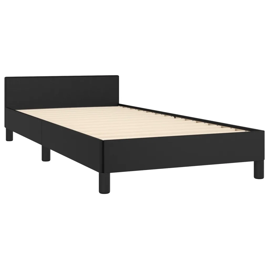 Letto singolo | Letto per adulti | Giroletto con Testiera Nero 90x190 cm in Similpelle - Image 5