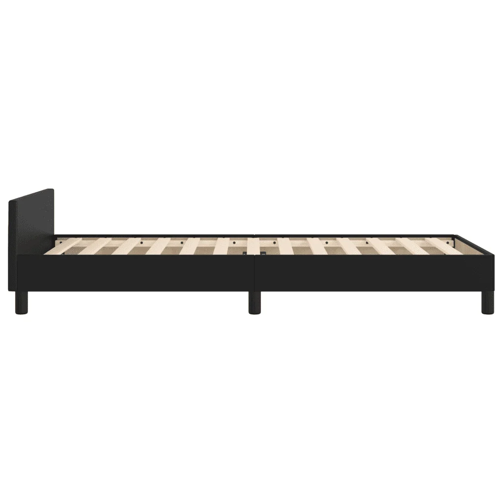 Letto singolo | Letto per adulti | Giroletto con Testiera Nero 90x190 cm in Similpelle - Image 7