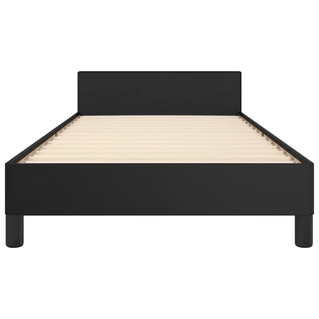 Letto singolo | Letto per adulti | Giroletto con Testiera Nero 90x190 cm in Similpelle - Image 6