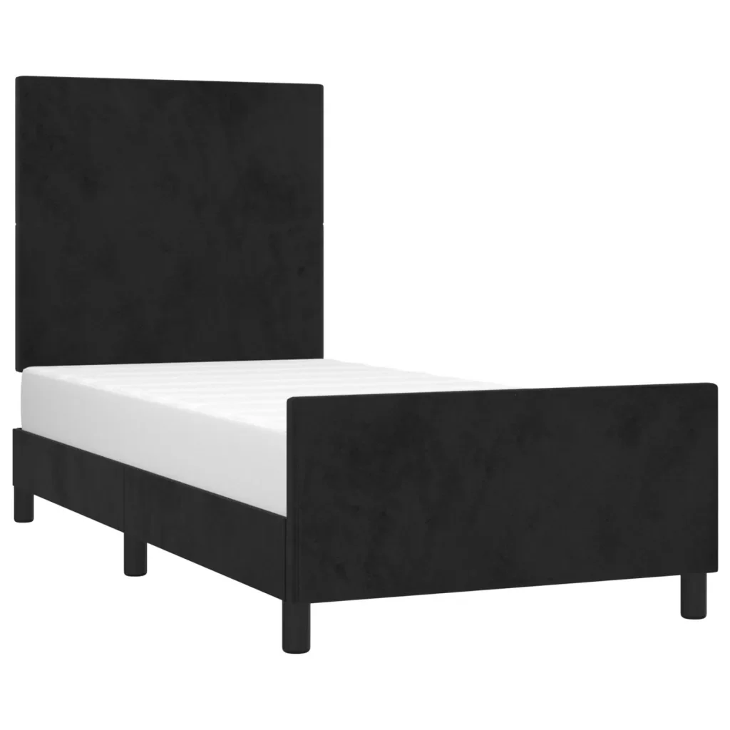 Letto singolo | Letto per adulti | Giroletto con Testiera Nero 90x190 cm in Velluto - Image 4