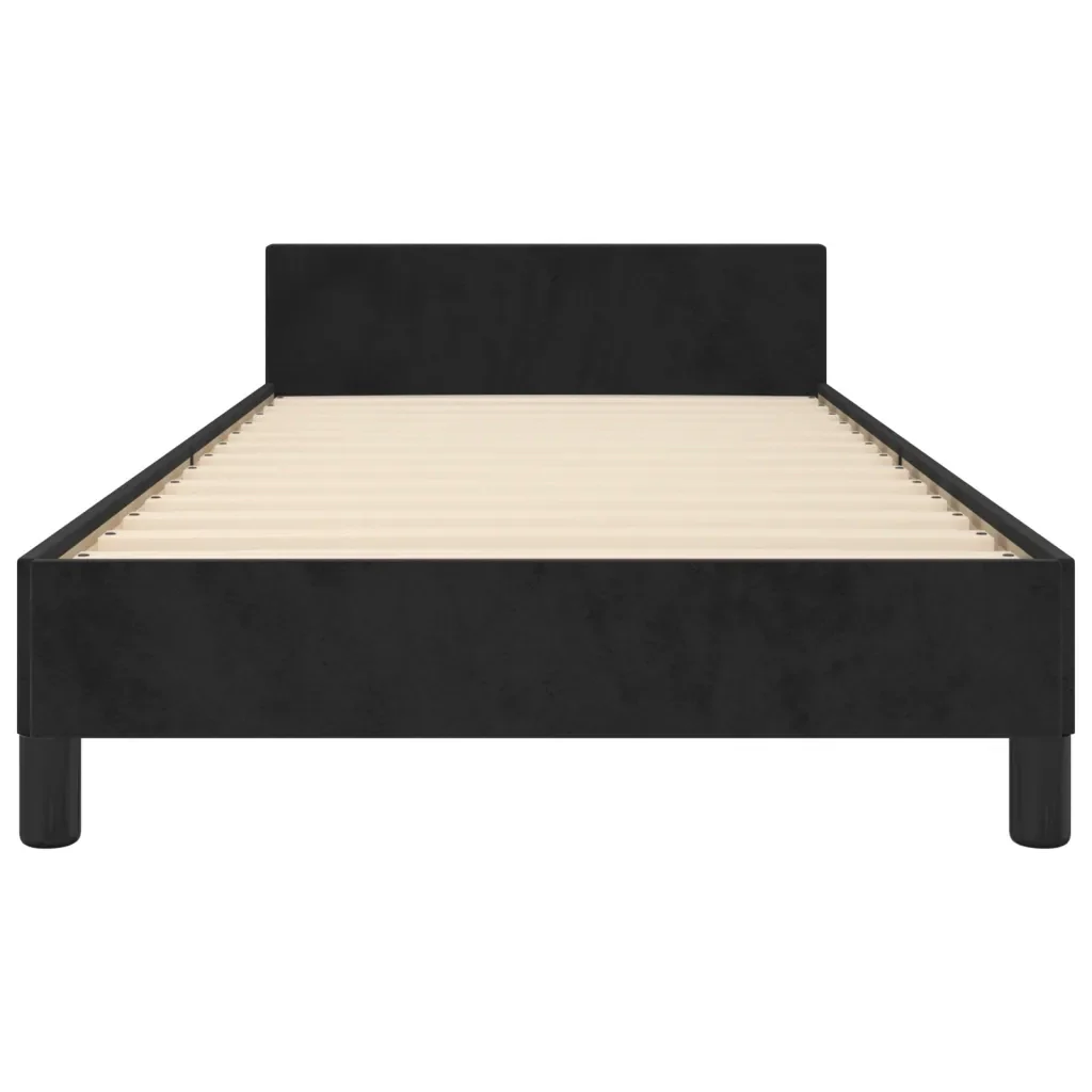 Letto singolo | Letto per adulti | Giroletto con Testiera Nero 90x190 cm in Velluto - Image 6