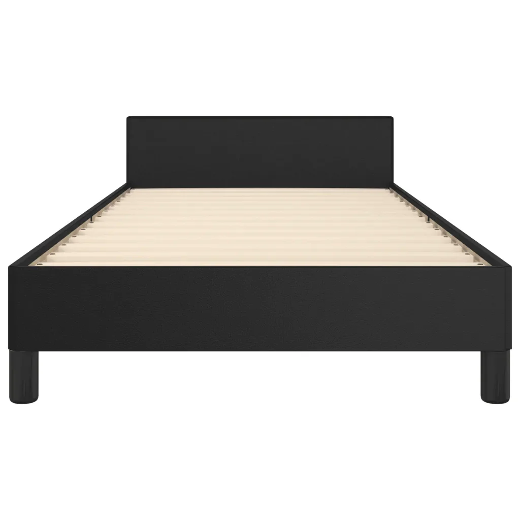 Letto singolo | Letto per adulti | Giroletto con Testiera Nero 90x200 cm in Similpelle - Image 6