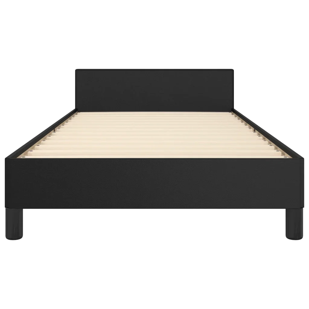 Letto singolo | Letto per adulti | Giroletto con Testiera Nero 90x200 cm in Similpelle - Image 6