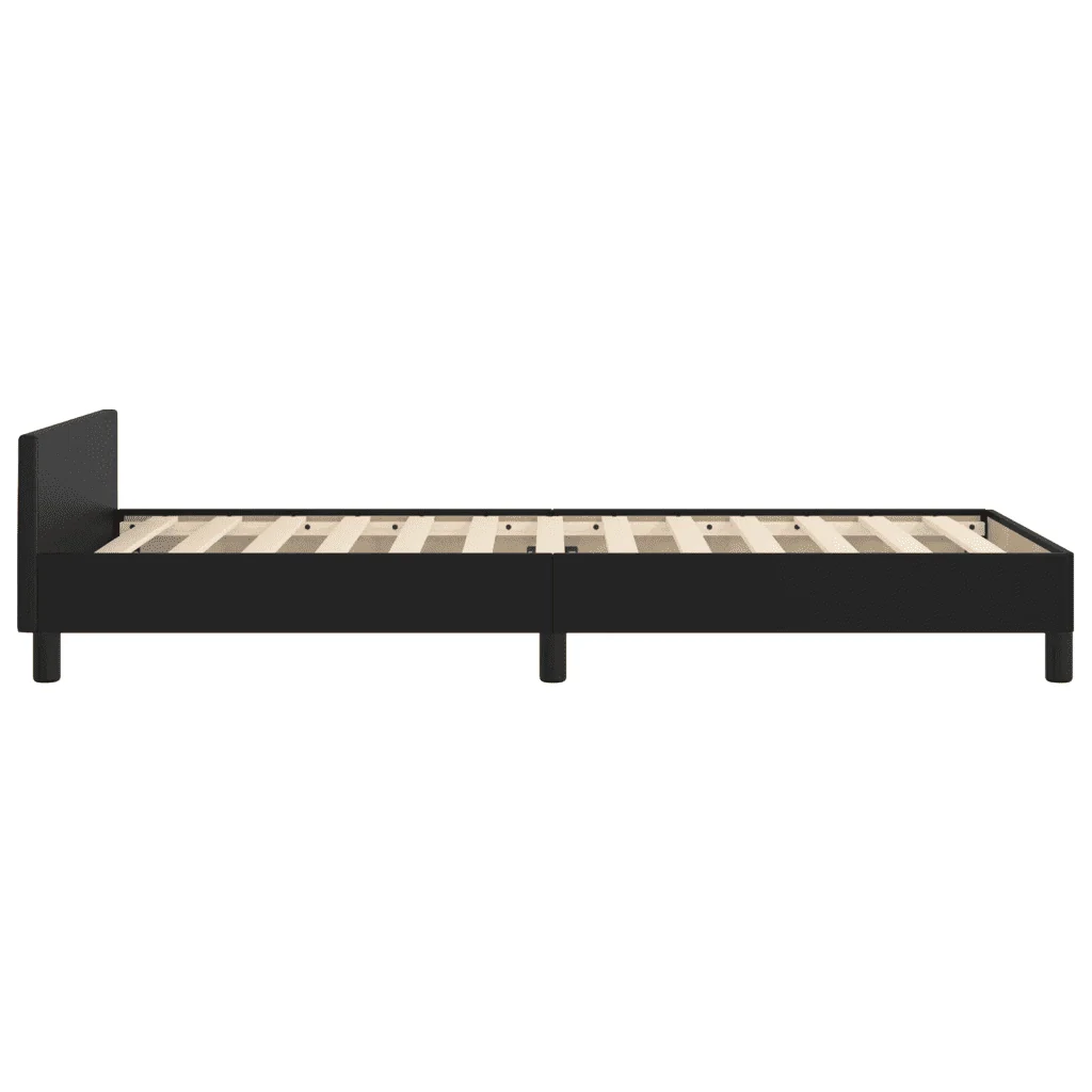 Letto singolo | Letto per adulti | Giroletto con Testiera Nero 90x200 cm in Similpelle - Image 7