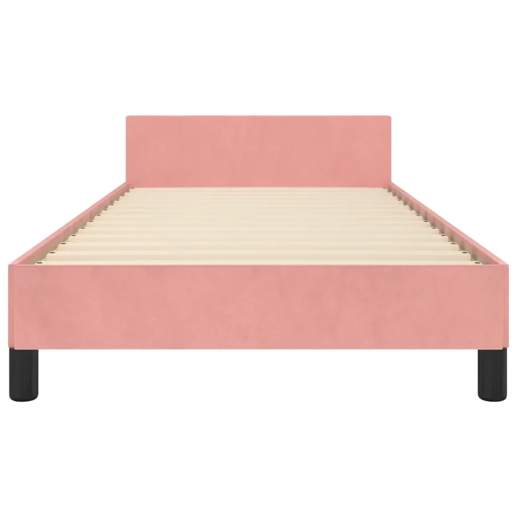 Letto singolo | Letto per adulti | Giroletto con Testiera Rosa 100x200 cm in Velluto - Image 6