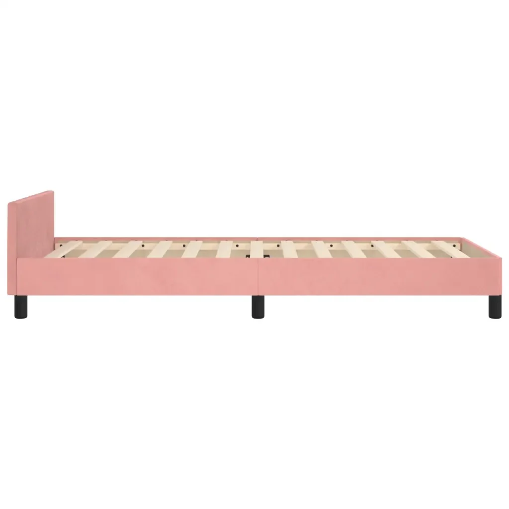 Letto singolo | Letto per adulti | Giroletto con Testiera Rosa 100x200 cm in Velluto - Image 7