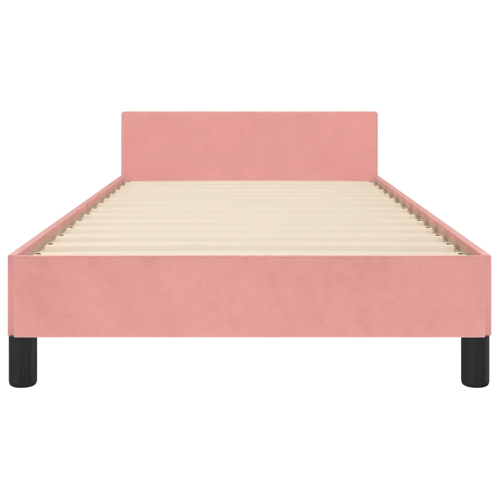 Letto singolo | Letto per adulti | Giroletto con Testiera Rosa 100x200 cm in Velluto - Image 6