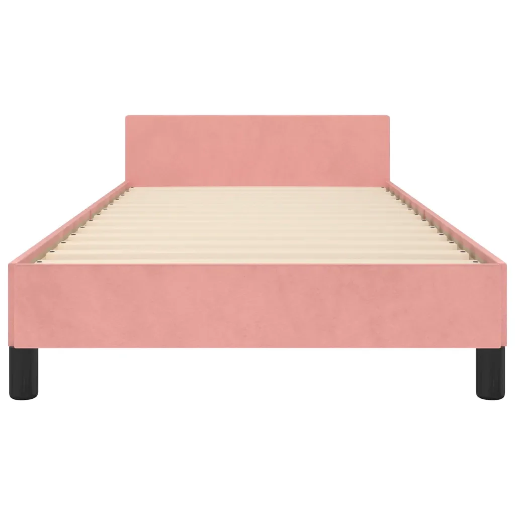 Letto singolo | Letto per adulti | Giroletto con Testiera Rosa 90x190 cm in Velluto - Image 6