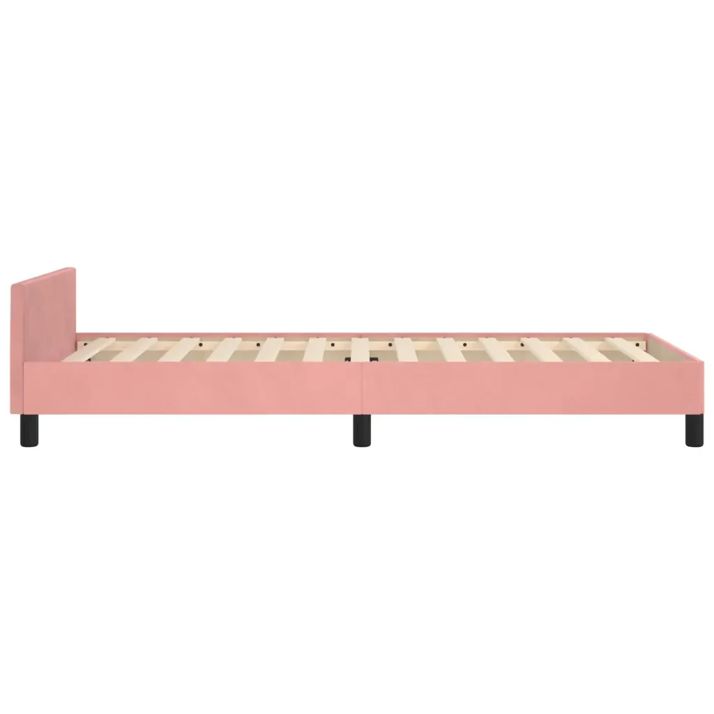 Letto singolo | Letto per adulti | Giroletto con Testiera Rosa 90x190 cm in Velluto - Image 7