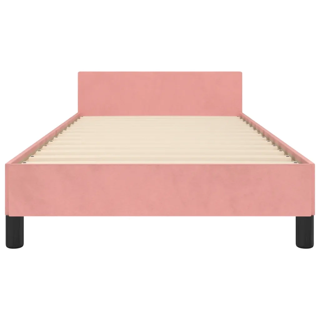 Letto singolo | Letto per adulti | Giroletto con Testiera Rosa 90x200 cm in Velluto - Image 6