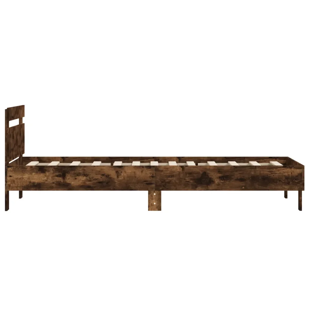 Letto singolo | Letto per adulti | Giroletto con Testiera Rovere Fumo 100x200 cm Legno Multistrato - Image 6